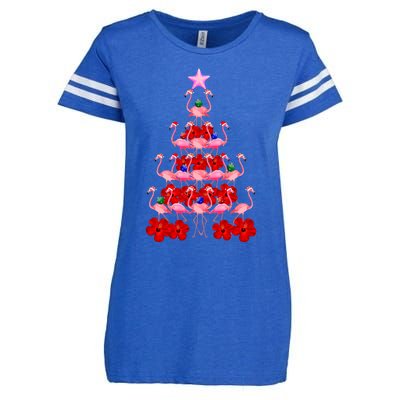 Pink Santa Flamingo Christmas Tree Gift Enza Ladies Jersey Football T-Shirt