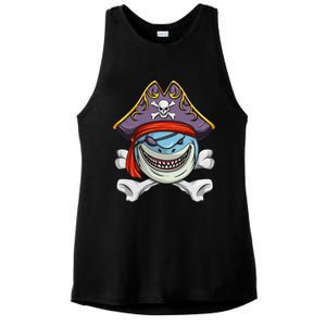 Pirate Shark Funny Cross Bones Halloween Costume Ladies PosiCharge Tri-Blend Wicking Tank