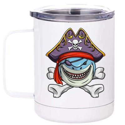 Pirate Shark Funny Cross Bones Halloween Costume 12 oz Stainless Steel Tumbler Cup