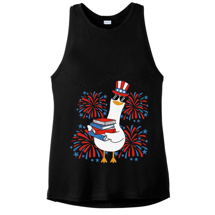 Patriotic Silly Goose Teacher Club 4th Of July Teacher Life Ladies PosiCharge Tri-Blend Wicking Tank