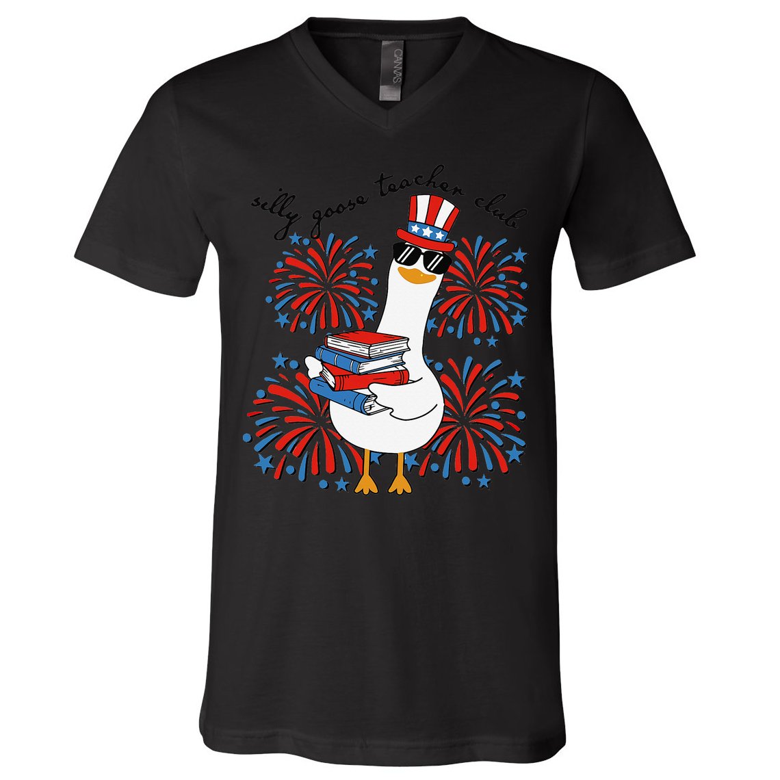 Patriotic Silly Goose Teacher Club 4th Of July Teacher Life V-Neck T-Shirt
