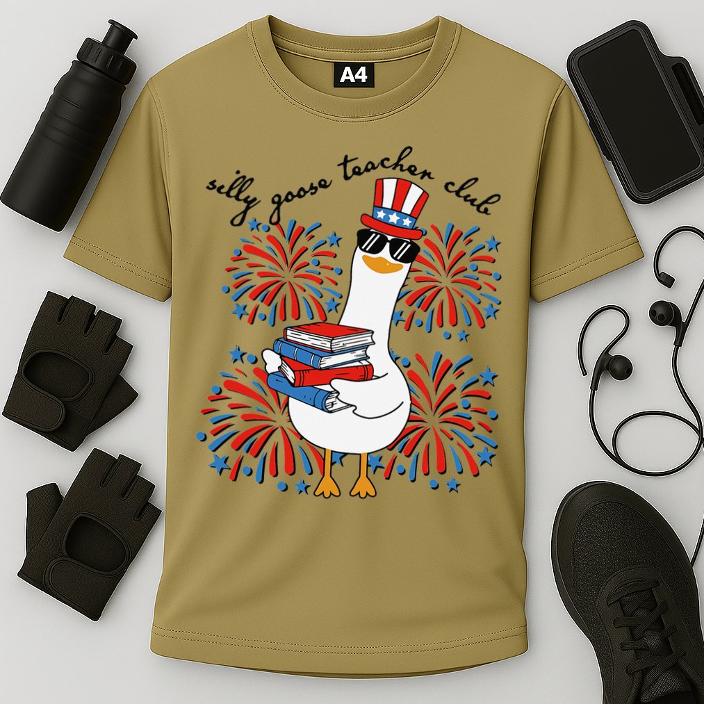 Patriotic Silly Goose Teacher Club 4th Of July Teacher Life Cooling Performance Crew T-Shirt