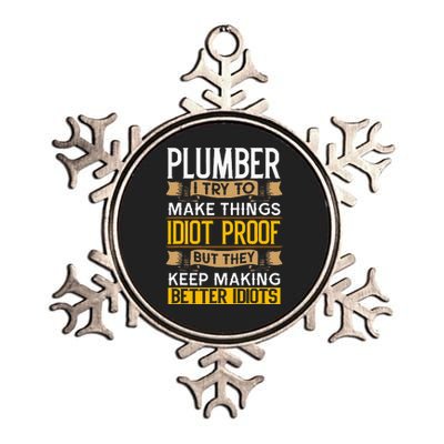 Plumber Sarcastic Graphic Funny Plumbing Metallic Star Ornament