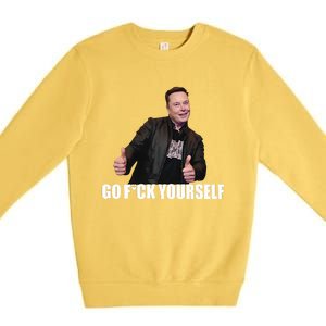 Papa Swolio Go Fuck Yourself Thumbs Up Funny Elon Musk Premium Crewneck Sweatshirt