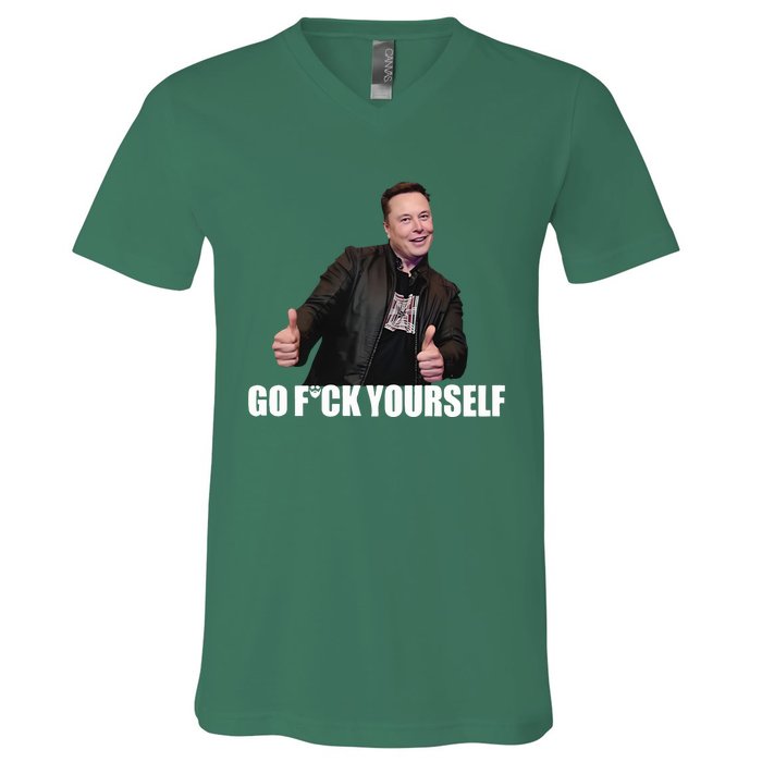 Papa Swolio Go Fuck Yourself Thumbs Up Funny Elon Musk V-Neck T-Shirt