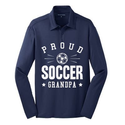 Proud Soccer Grandpa Gift Silk Touch Performance Long Sleeve Polo