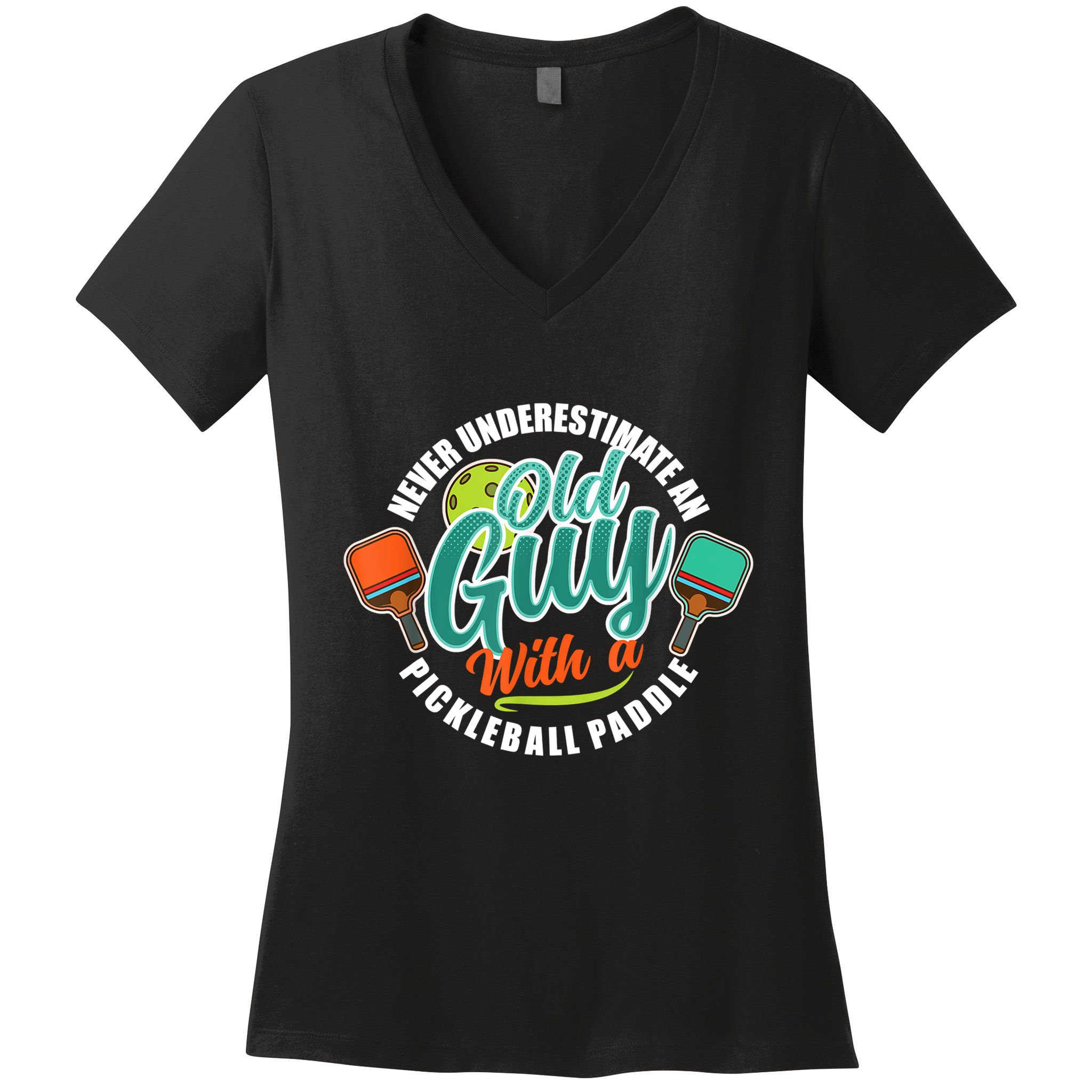 Pickleball Saying Grandma Old Guys Women's V-Neck T-Shirt