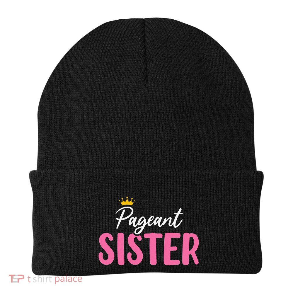 Pageant Sister Glitz Glam Beauty Contest Funny Pageant Sash Knit Cap Winter Beanie