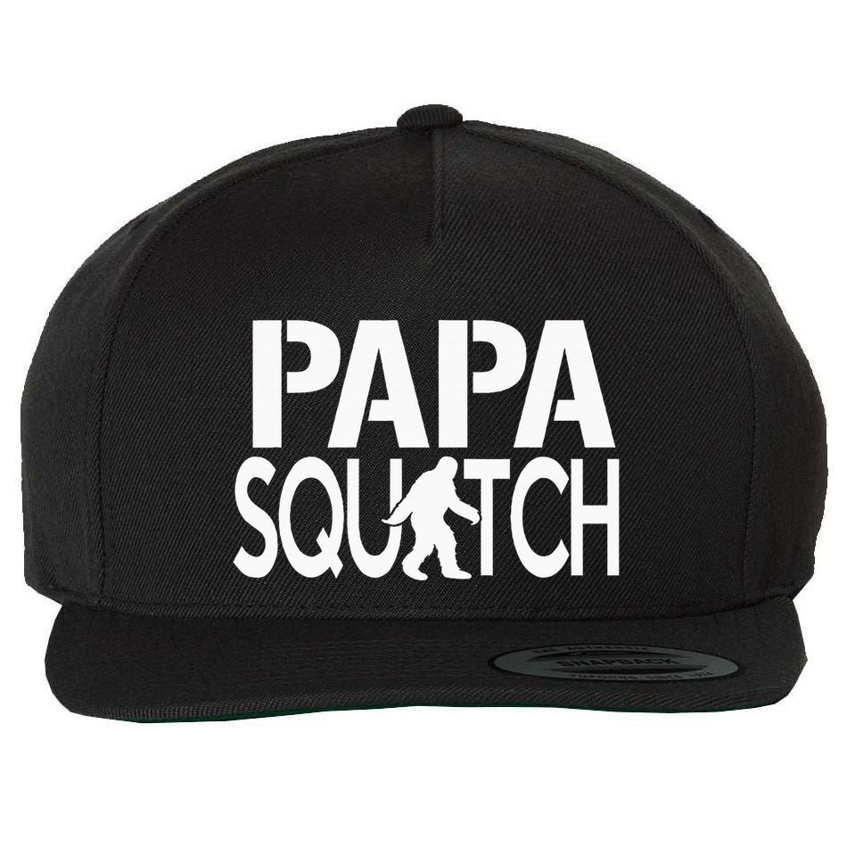 Papa Squatch Gifts for Dad Sasquatch Bigfoot Wool Snapback Cap