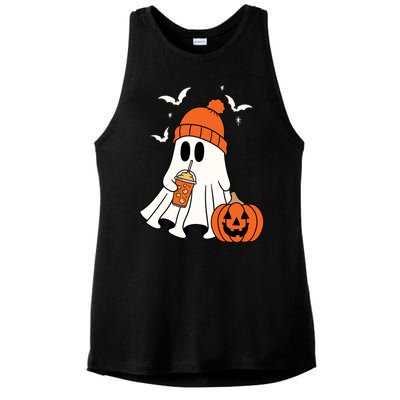 Pumpkin Spice Ghost Spooky Season Ladies PosiCharge Tri-Blend Wicking Tank