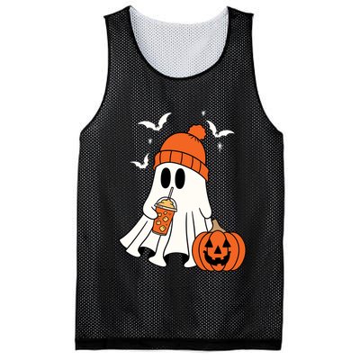Pumpkin Spice Ghost Spooky Season Mesh Reversible Basketball Jersey Tank
