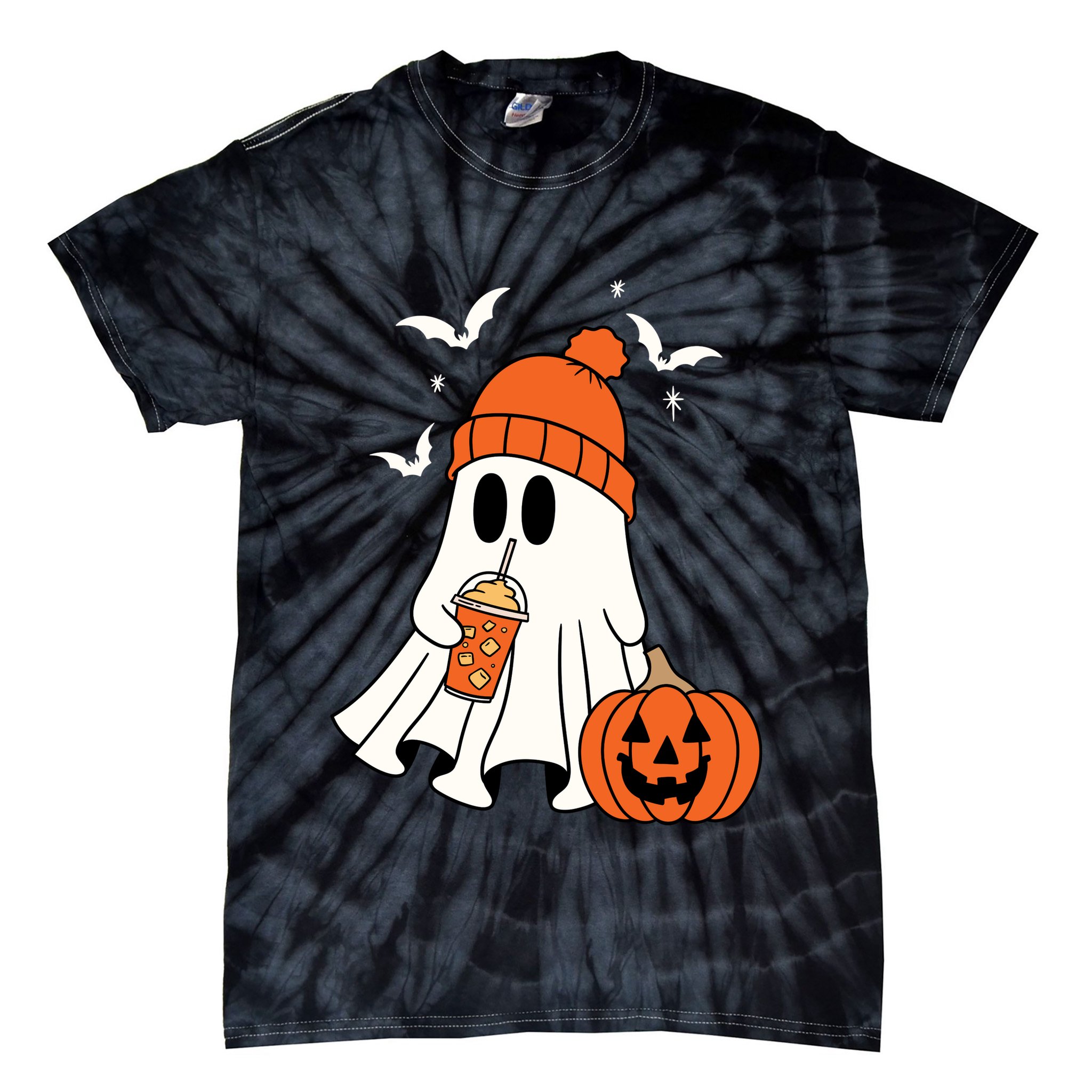 Pumpkin Spice Ghost Spooky Season Tie-Dye T-Shirt