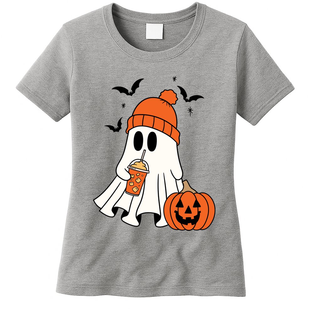 Pumpkin Spice Ghost Spooky Season Womens T-Shirt