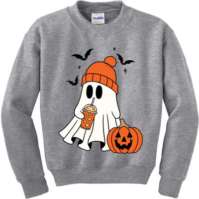 Pumpkin Spice Ghost Spooky Season Kids Sweatshirt