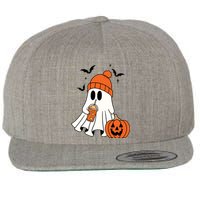 Pumpkin Spice Ghost Spooky Season Wool Snapback Cap