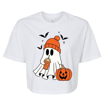 Pumpkin Spice Ghost Spooky Season Bella+Canvas Jersey Crop Tee