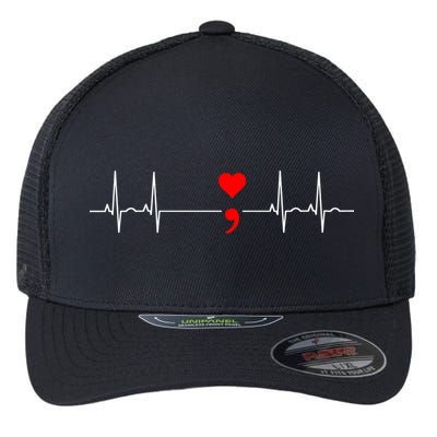 Project Semicolon Gift Suicide Prevention Great Gift Heartbeat Meaningful Gift Flexfit Unipanel Trucker Cap