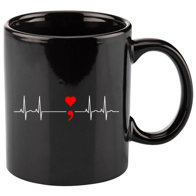 Project Semicolon Gift Suicide Prevention Great Gift Heartbeat Meaningful Gift 11oz C Handle Ceramic Mug