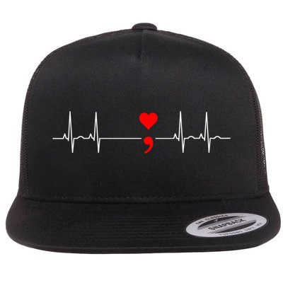 Project Semicolon Gift Suicide Prevention Great Gift Heartbeat Meaningful Gift Flat Bill Trucker Hat
