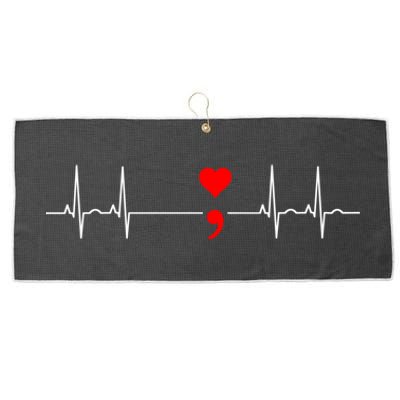 Project Semicolon Gift Suicide Prevention Great Gift Heartbeat Meaningful Gift Large Microfiber Waffle Golf Towel