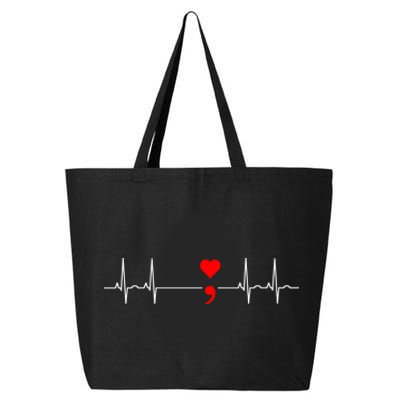 Project Semicolon Gift Suicide Prevention Great Gift Heartbeat Meaningful Gift 25L Jumbo Tote