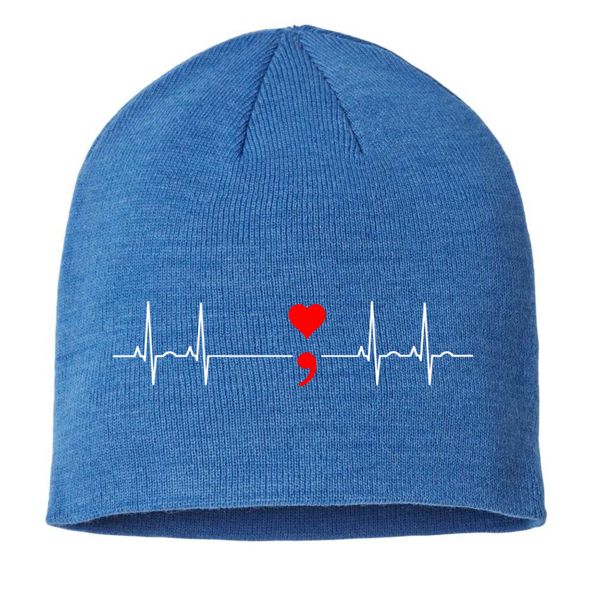 Project Semicolon Gift Suicide Prevention Great Gift Heartbeat Meaningful Gift Sustainable Beanie