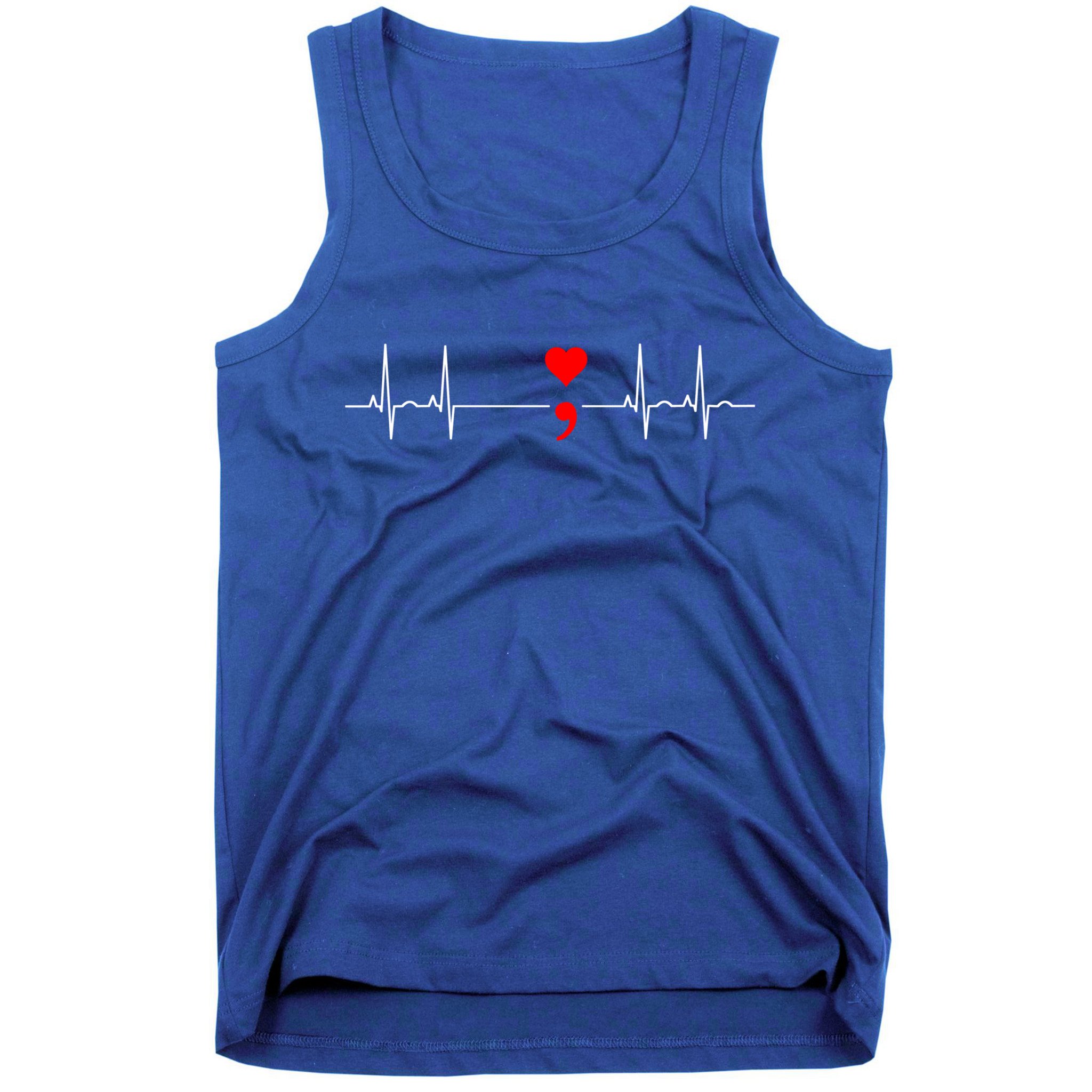 Project Semicolon Gift Suicide Prevention Great Gift Heartbeat Meaningful Gift Tank Top