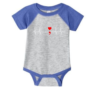 Project Semicolon Gift Suicide Prevention Great Gift Heartbeat Meaningful Gift Infant Baby Jersey Bodysuit