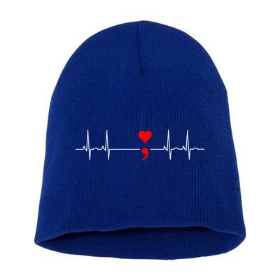 Project Semicolon Gift Suicide Prevention Great Gift Heartbeat Meaningful Gift Short Acrylic Beanie