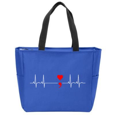 Project Semicolon Gift Suicide Prevention Great Gift Heartbeat Meaningful Gift Zip Tote Bag