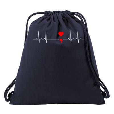 Project Semicolon Gift Suicide Prevention Great Gift Heartbeat Meaningful Gift Drawstring Bag