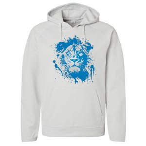 Paint Splat Graffiti Lions Football Sports Fan Performance Fleece Hoodie