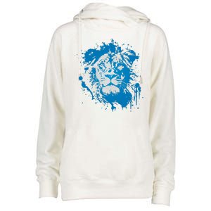 Paint Splat Graffiti Lions Football Sports Fan Womens Funnel Neck Pullover Hood