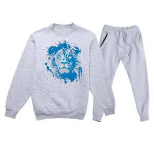 Paint Splat Graffiti Lions Football Sports Fan Premium Crewneck Sweatsuit Set