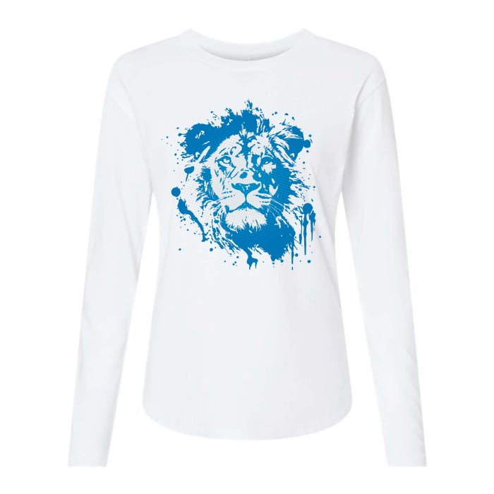 Paint Splat Graffiti Lions Football Sports Fan Womens Cotton Relaxed Long Sleeve T-Shirt