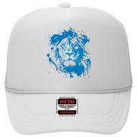 Paint Splat Graffiti Lions Football Sports Fan High Crown Mesh Back Trucker Hat