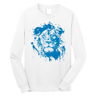 Paint Splat Graffiti Lions Football Sports Fan Long Sleeve Shirt