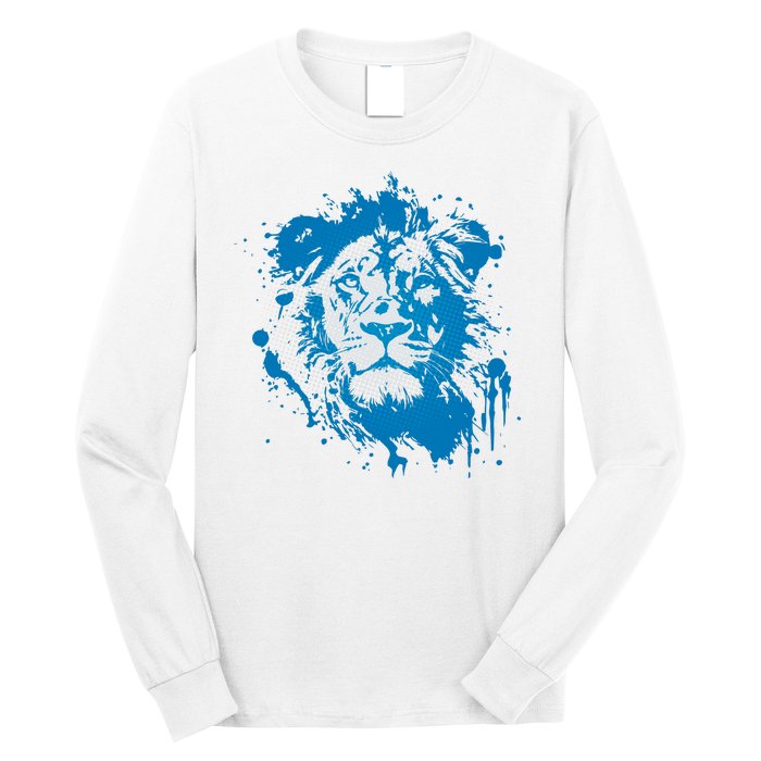 Paint Splat Graffiti Lions Football Sports Fan Long Sleeve Shirt