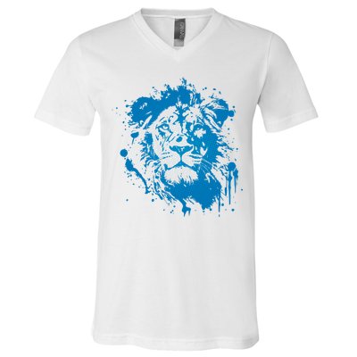 Paint Splat Graffiti Lions Football Sports Fan V-Neck T-Shirt