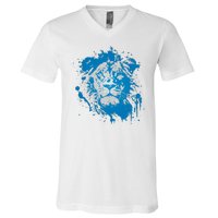 Paint Splat Graffiti Lions Football Sports Fan V-Neck T-Shirt