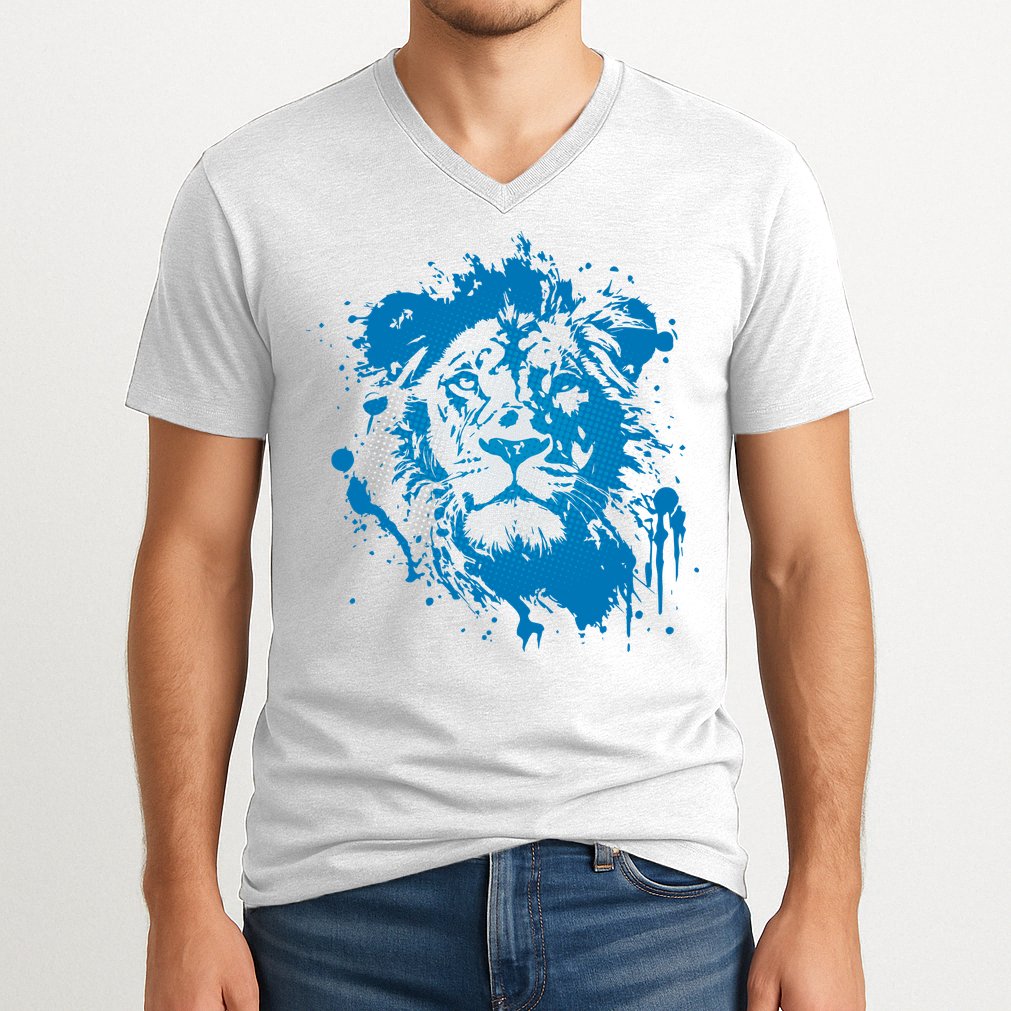 Paint Splat Graffiti Lions Football Sports Fan V-Neck T-Shirt