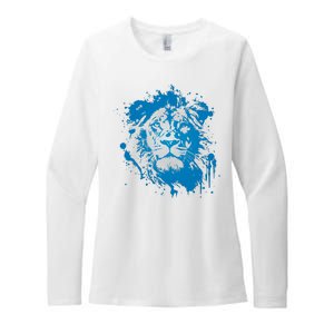 Paint Splat Graffiti Lions Football Sports Fan Womens CVC Long Sleeve Shirt