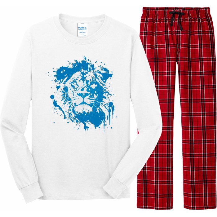 Paint Splat Graffiti Lions Football Sports Fan Long Sleeve Pajama Set