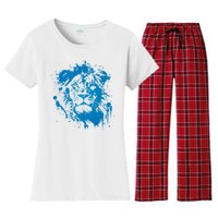 Paint Splat Graffiti Lions Football Sports Fan Women's Flannel Pajama Set