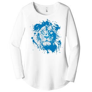 Paint Splat Graffiti Lions Football Sports Fan Women's Perfect Tri Tunic Long Sleeve Shirt