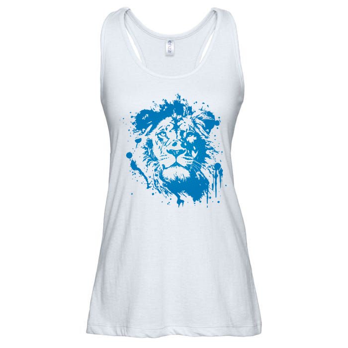 Paint Splat Graffiti Lions Football Sports Fan Ladies Essential Flowy Tank