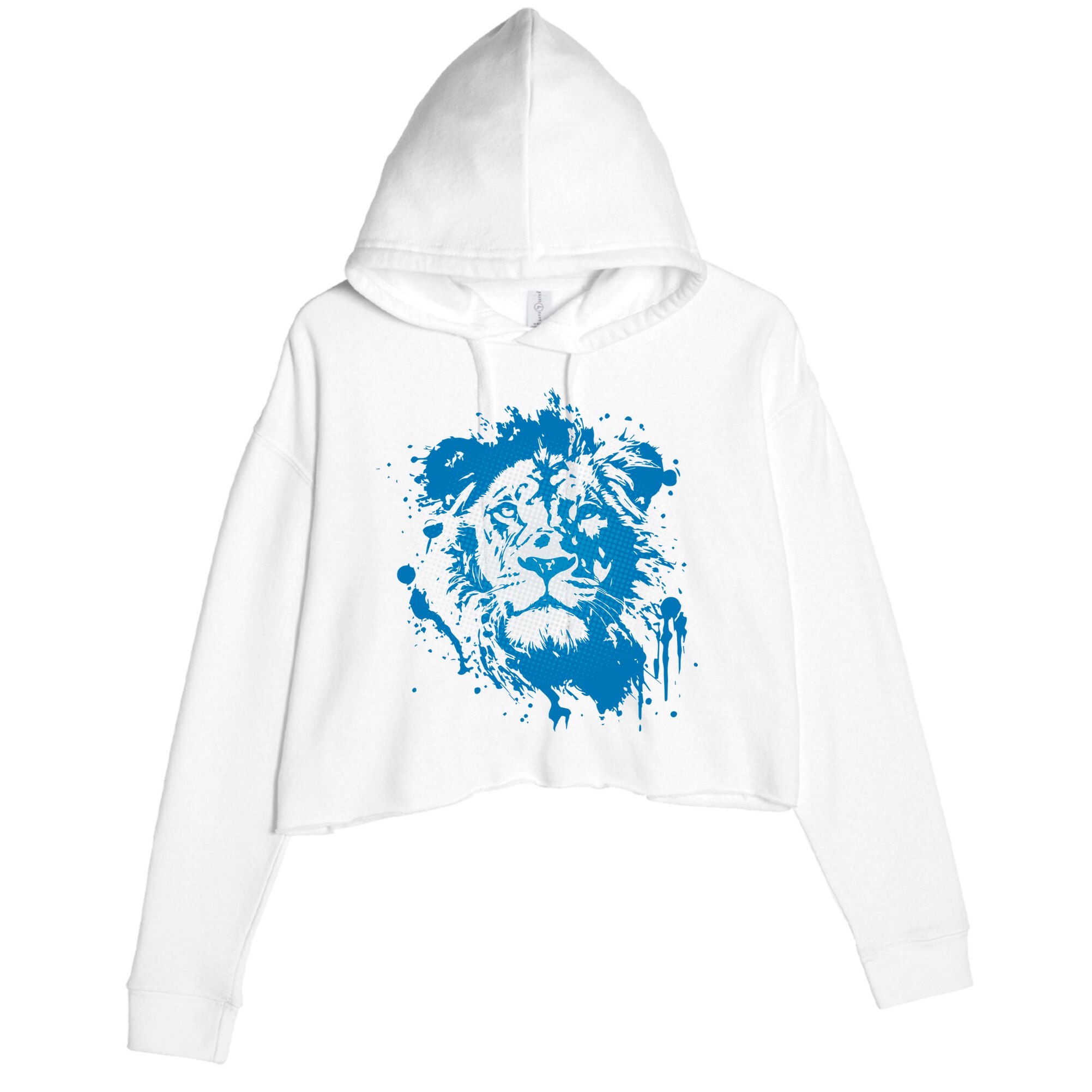 Paint Splat Graffiti Lions Football Sports Fan Crop Fleece Hoodie