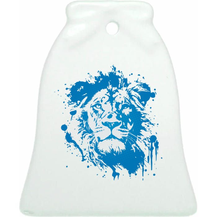 Paint Splat Graffiti Lions Football Sports Fan Ceramic Bell Ornament