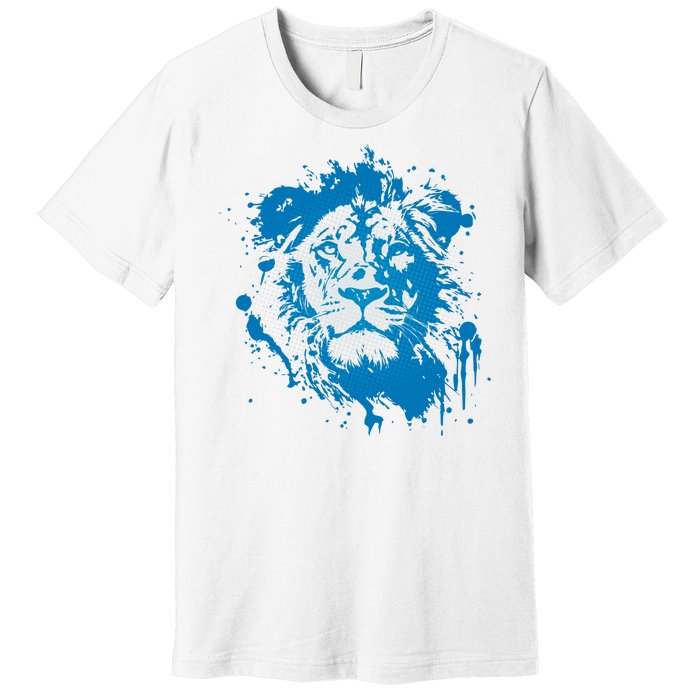 Paint Splat Graffiti Lions Football Sports Fan Premium T-Shirt