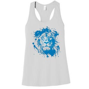 Paint Splat Graffiti Lions Football Sports Fan Women's Racerback Tank